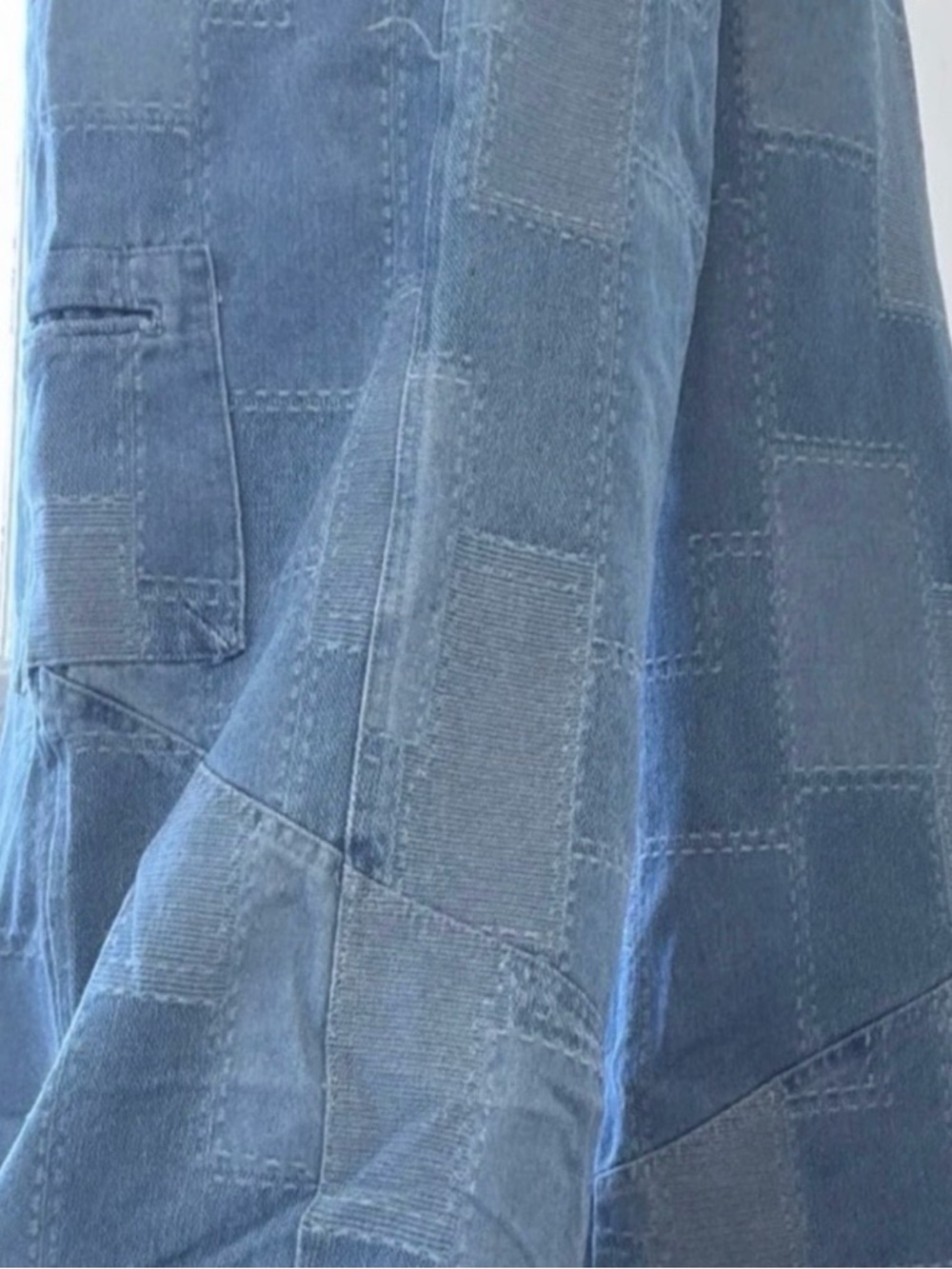 Blue Velvet Denim Patchwork Drawstring Jeans - Picture 4 of 9